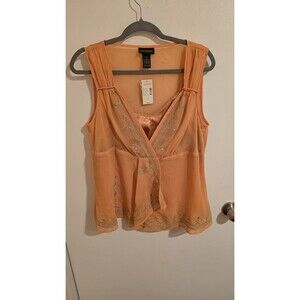 Lane Bryant Blouse Womens Size 14 Large Sleeveless Chiffon Orange NWT Cocktail